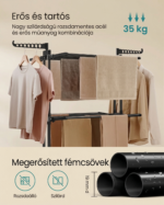 SONGMICS ruhaszárító, 4-szintes szabadon álló ruhaszárító, szárnyas ruhaszárító, összecsukható szárnyak, kerekekkel, 63,5 x 128 x 173 cm, nagy, könnyen összeszerelhető, tintafekete LLR701B01 - Image 2